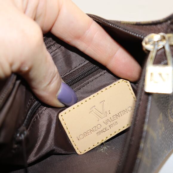 Lorenzo Valentino Monogram Shoulder Bag Brown with Gold Hardware - Picture 6 of 6